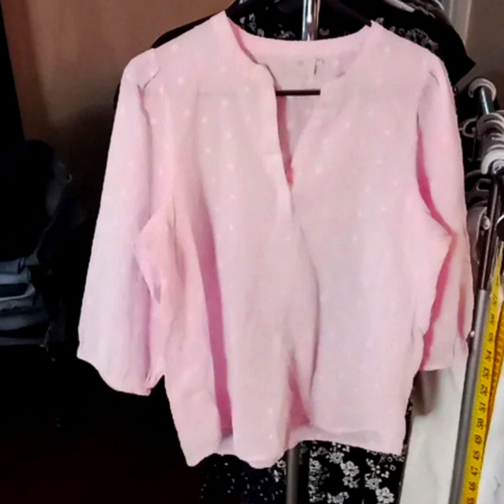 Kaffe Light Pink Blouse with Delicate Dots
